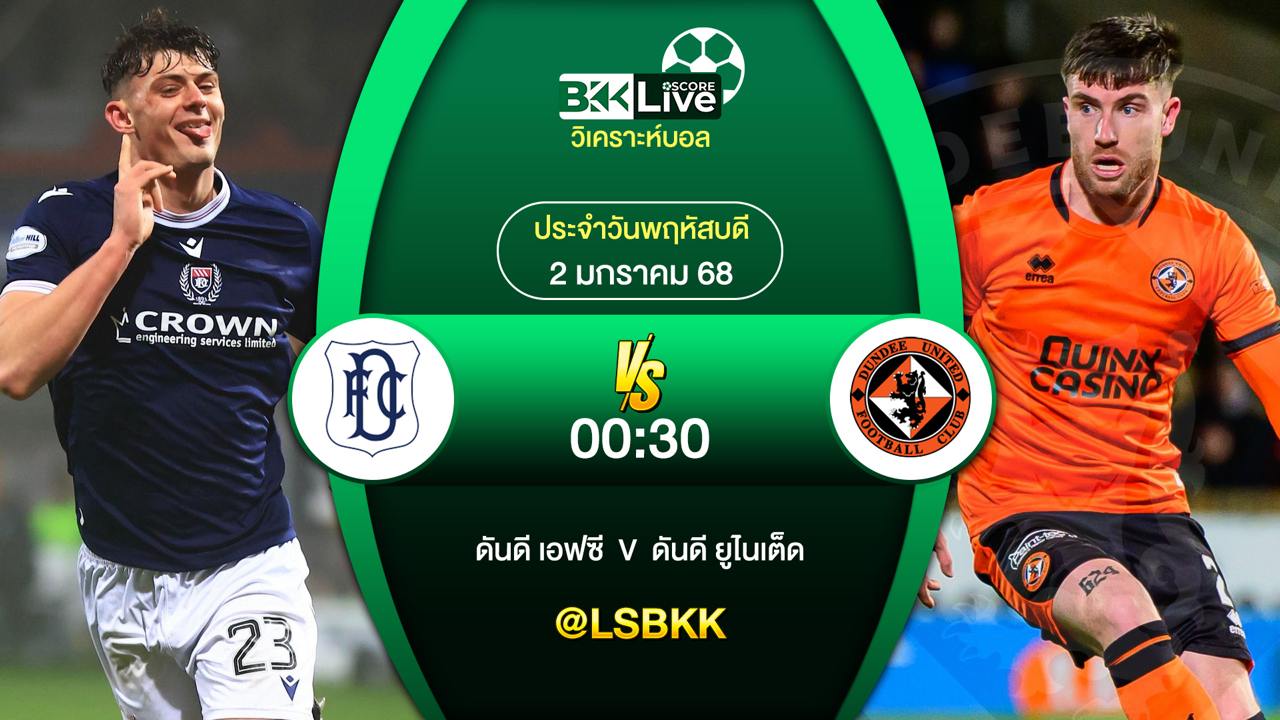 วิเคราะห์บอล ดันดี เอฟซี VS ดันดี ยูไนเต็ด 2 มกราคม 2568