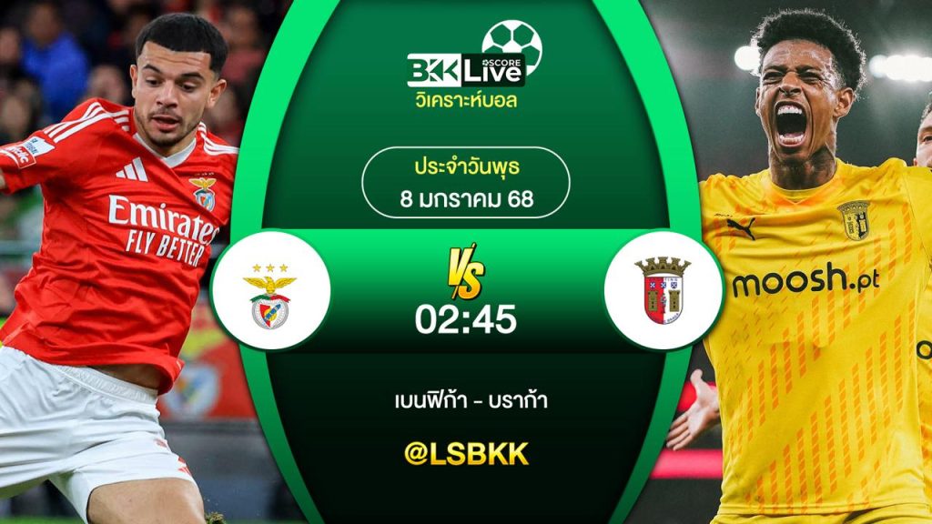 วิเคราะห์บอลวันนี้ เบนฟิก้า พบกับ บราก้า 8 มกราคม 2568