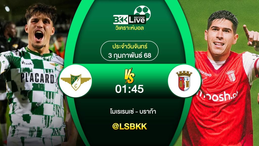 วิเคราะห์บอล โมเรเรนเซ่ VS บราก้า 3 กุมภาพันธ์ 2568